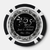 Elegant 25th Silver Wedding Jubileum Pokerchips (Achterkant)
