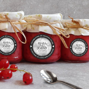 Elegant 25th Silver Wedding Jubileum Ronde Sticker