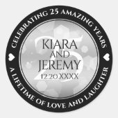Elegant 25th Silver Wedding Jubileum Ronde Sticker (Voorkant)
