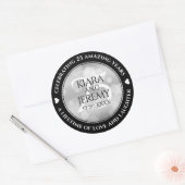 Elegant 25th Silver Wedding Jubileum Ronde Sticker (Envelop)
