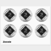 Elegant 25th Silver Wedding Jubileum Ronde Sticker (Vel)