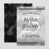Elegant 25th Silver Wedding Jubileum Save The Date (Voorkant / Achterkant)