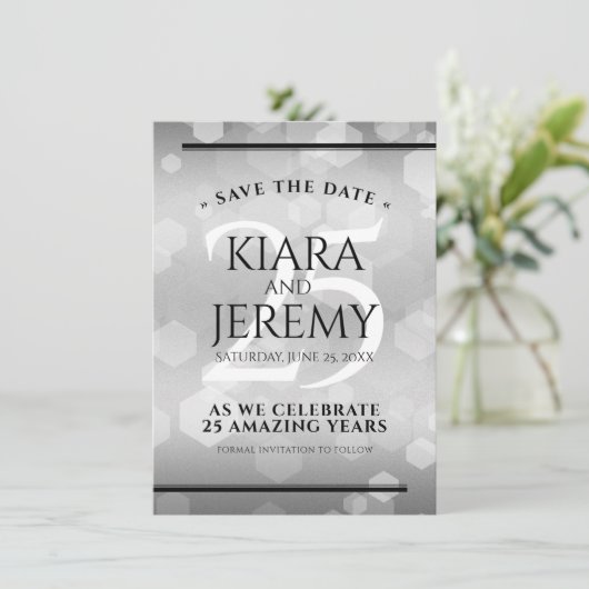 Elegant 25th Silver Wedding Jubileum Save The Date (Staand voorkant)