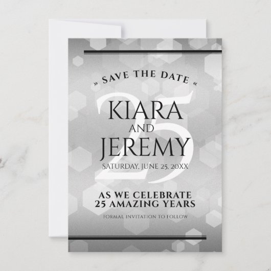 Elegant 25th Silver Wedding Jubileum Save The Date (Voorkant)