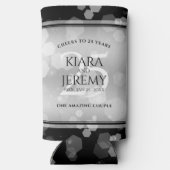 Elegant 25th Silver Wedding Jubileum Seltzer Blikjeskoeler (Achterkant)