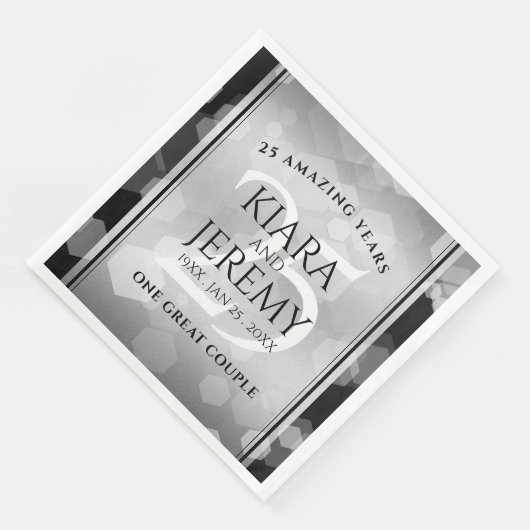 Elegant 25th Silver Wedding Jubileum Servet (Hoek)