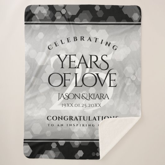 Elegant 25th Silver Wedding Jubileum Sherpa Deken (Voorkant)