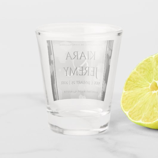 Elegant 25th Silver Wedding Jubileum Shot Glas (Achterkant)