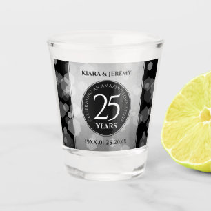 Elegant 25th Silver Wedding Jubileum Shot Glas