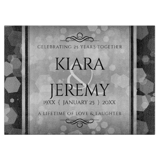 Elegant 25th Silver Wedding Jubileum Snijplank (Voorkant)