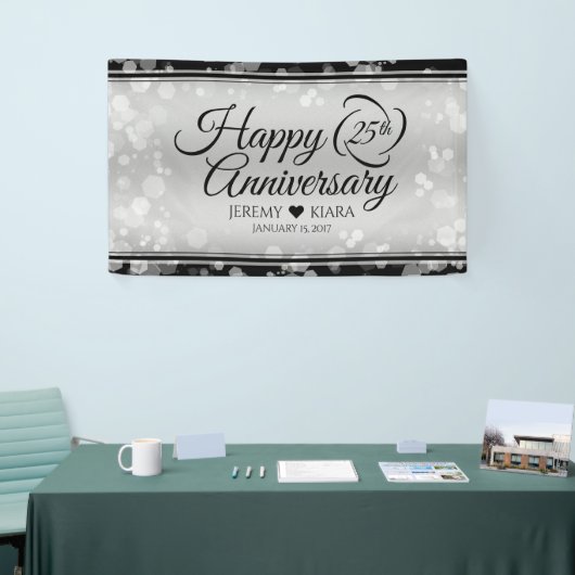 Elegant 25th Silver Wedding Jubileum Spandoek (Beurs)