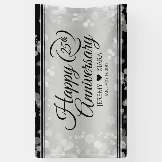 Elegant 25th Silver Wedding Jubileum Spandoek (Verticaal)