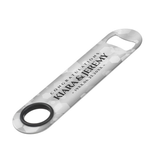 Elegant 25th Silver Wedding Jubileum Speed Flessenopener (Voorkant Gekanteld)