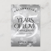 Elegant 25th Silver Wedding Jubileum Table Kaart (Voorkant)