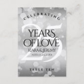 Elegant 25th Silver Wedding Jubileum Table Kaart (Achterkant)