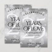 Elegant 25th Silver Wedding Jubileum Table Kaart (Voorkant / Achterkant)