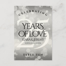 Elegant 25th Silver Wedding Jubileum Table Kaart