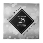 Elegant 25th Silver Wedding Jubileum Tegeltje (Voorkant)