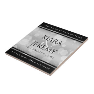 Elegant 25th Silver Wedding Jubileum Tegeltje
