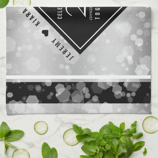 Elegant 25th Silver Wedding Jubileum Theedoek (Gevouwen)