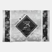 Elegant 25th Silver Wedding Jubileum Theedoek (Horizontaal)