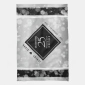 Elegant 25th Silver Wedding Jubileum Theedoek (Verticaal)