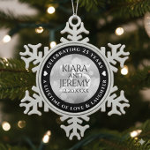 Elegant 25th Silver Wedding Jubileum Tin Sneeuwvlok Ornament