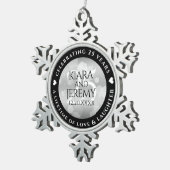 Elegant 25th Silver Wedding Jubileum Tin Sneeuwvlok Ornament (Rechts)