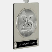 Elegant 25th Silver Wedding Jubileum Verzilverd Banner Ornament (Rechts)
