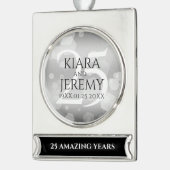 Elegant 25th Silver Wedding Jubileum Verzilverd Banner Ornament (Links)