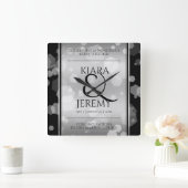 Elegant 25th Silver Wedding Jubileum Vierkante Klok (Huis)