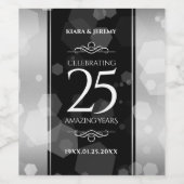 Elegant 25th Silver Wedding Jubileum Wijn Etiket (Enkel label)