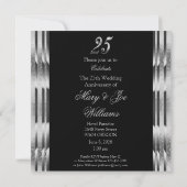 Elegant 25th Wedding Jubileum Black en Silver Kaart (Achterkant)