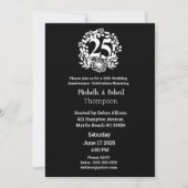 Elegant 25th Wedding Jubileum Black White Kaart (Voorkant)