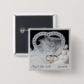 Elegant 25th Wedding Jubileum Button (Voorkant /achterkant)