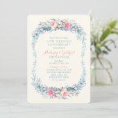 Elegant 25th Wedding Jubileum Floral Spring Kaart (Staand voorkant)