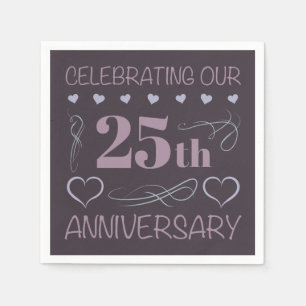 Elegant 25th Wedding Jubileum Paars Servet