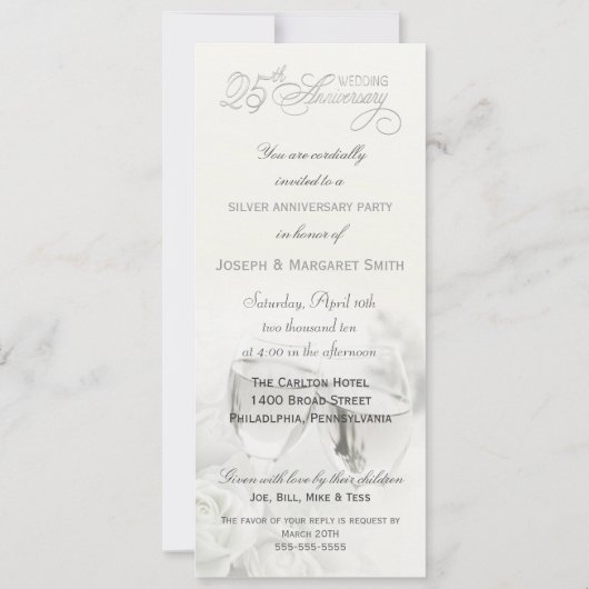 Elegant 25th Wedding Jubileum Party Kaart (Achterkant)