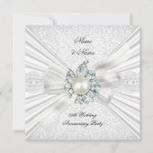 Elegant 25th Wedding Jubileum Party Lace White Kaart (Voorkant)
