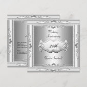 Elegant 25th Wedding Jubileum White Silver Kaart (Voorkant / Achterkant)