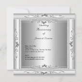 Elegant 25th Wedding Jubileum White Silver Kaart (Achterkant)