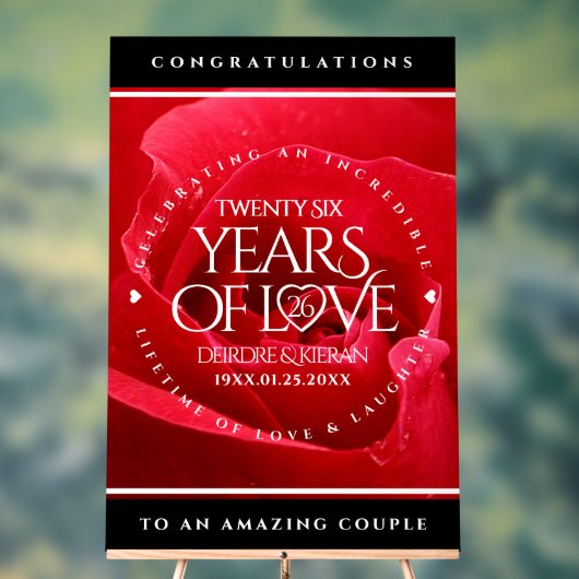 Elegant 26th Roos Wedding Jubileum Celebration Acryl Bord (Neutraal)