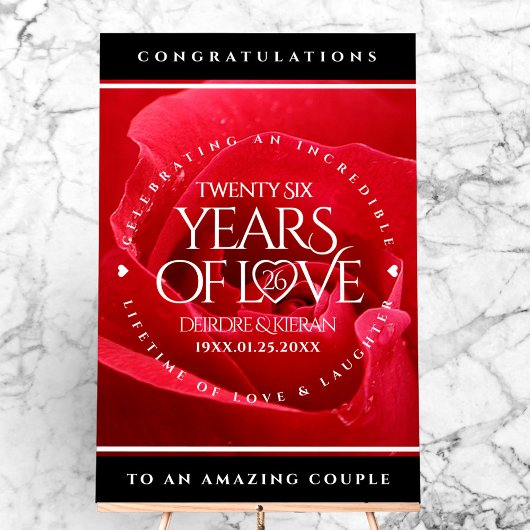 Elegant 26th Roos Wedding Jubileum Celebration Acryl Bord