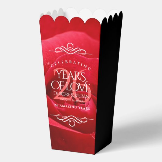 Elegant 26th Roos Wedding Jubileum Celebration Bedankdoosjes (Achterkant)
