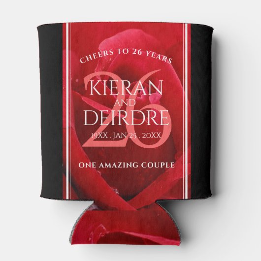 Elegant 26th Roos Wedding Jubileum Celebration Blikjeskoeler (Achterkant)