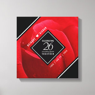 Elegant 26th Roos Wedding Jubileum Celebration Canvas Afdruk