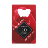 Elegant 26th Roos Wedding Jubileum Celebration Creditkaart Flessenopener (Voorkant)
