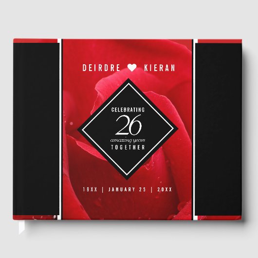 Elegant 26th Roos Wedding Jubileum Celebration Gastenboek (Voorkant)