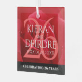 Elegant 26th Roos Wedding Jubileum Celebration Glas Ornament (Voorkant links)