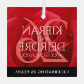 Elegant 26th Roos Wedding Jubileum Celebration Glas Ornament (Achterkant)